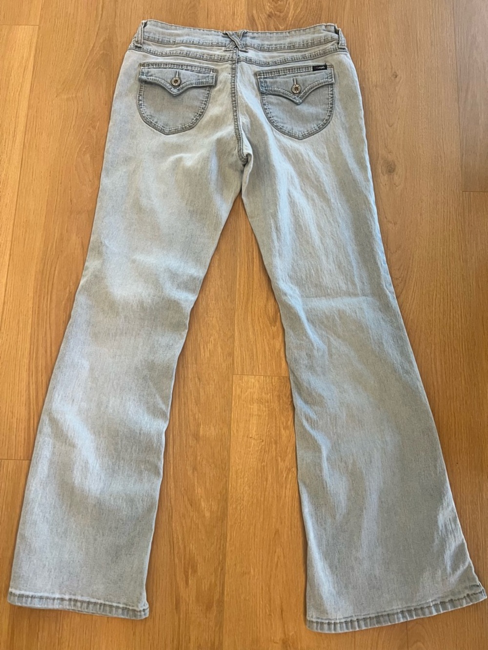 Vintage Y2K Angels Light Wash Button Fly Distressed Flared Jeans - Size 11 - Picture 5 of 12